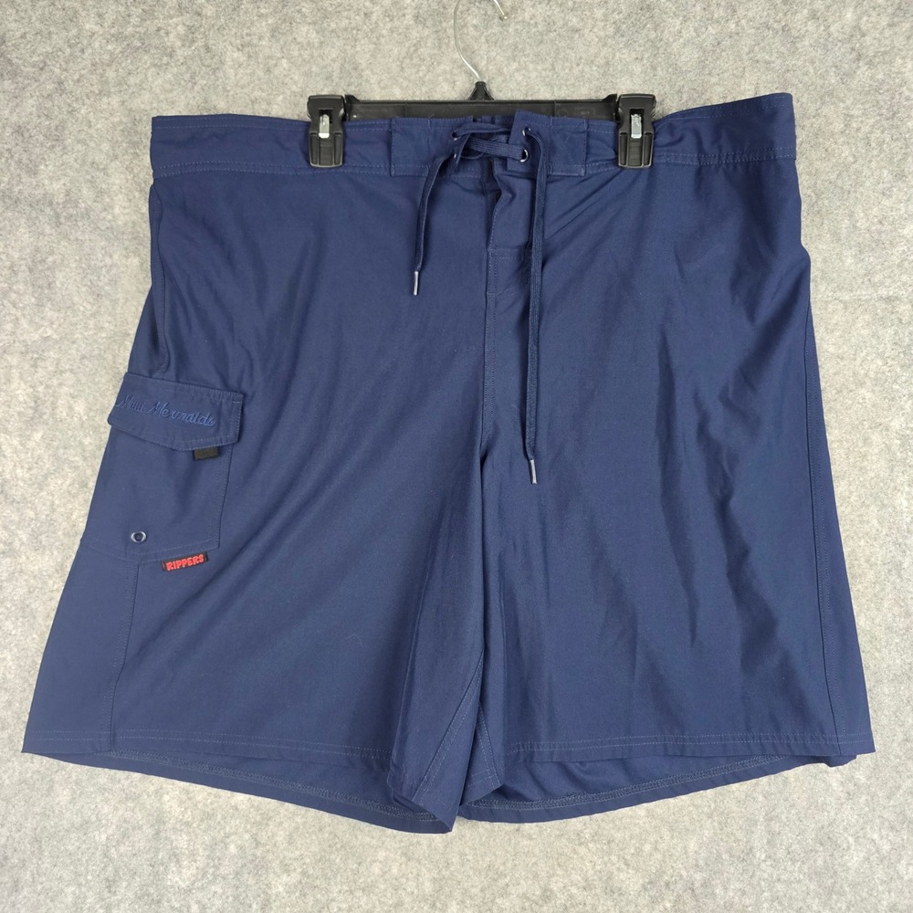 Maui Rippers Board Shorts Mens 3X Navy Blue Relaxed Fit Cargo Pocket Stretch